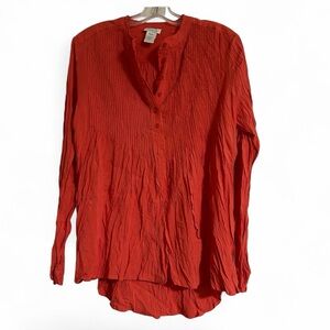 Sundance women's boho peasant style tunic top pintuck pleats coral orange M